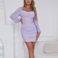 Polyester Waist-controlled & Slim Sexy Package Hip Dresses & off shoulder patchwork Solid PC