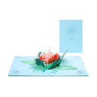 Papier 3D-handmatige wenskaarten Bloemen Blauwe stuk
