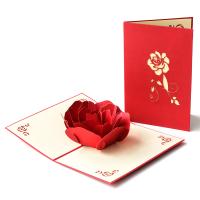 Paper foldable 3D Manual Greeting Cards non-sticky handmade floral red PC