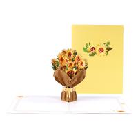 Papel Tarjetas de felicitación manuales en 3D, hecho a mano, floral, amarillo,  trozo