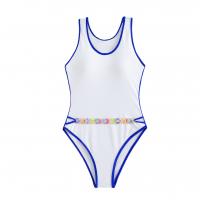Polyester One-piece Swimsuit patchwork Solid white PC