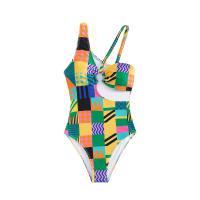 Polyester One-piece Swimsuit & hollow printed multi-colored PC