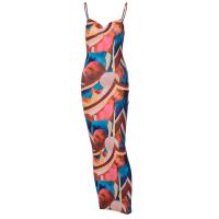 Polyester Waist-controlled & High Waist Sexy Package Hip Dresses backless printed multi-colored PC