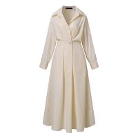 Cotton long style & Plus Size & High Waist One-piece Dress plain dyed Solid PC