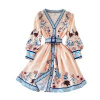 Polyester Waist-controlled One-piece Dress slimming printed floral mixed colors PC