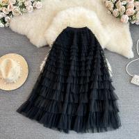 Polyester Layered & High Waist Skirt Solid : PC