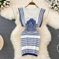 Polyester Waist-controlled & High Waist Sexy Package Hip Dresses slimming striped : PC