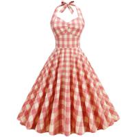 Polyester Einteiliges Kleid, Gedruckt, Plaid, mehr Farben zur Auswahl,  Stück
