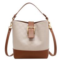PU Leather Easy Matching & Bucket Bag Handbag attached with hanging strap plaid PC