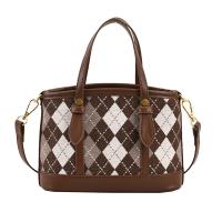 PU Leather & Canvas Easy Matching Handbag attached with hanging strap Argyle PC