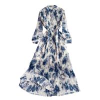 Cashmere Waist-controlled & long style One-piece Dress slimming printed floral PC