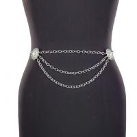 Zinc Alloy Easy Matching Waist Chain flexible length Sliver Plated flower shape silver PC