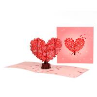 Papel Tarjetas de felicitación manuales en 3D, patrón del corazón, rosado,  trozo