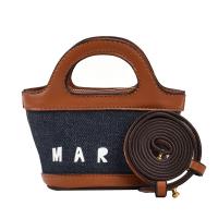 PU Leather & Denim Handbag Mini & attached with hanging strap PC