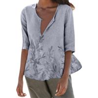 Polyester Women Short Sleeve T-Shirts & loose printed gray PC