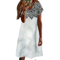 Polyester One-piece Dress & loose printed white PC