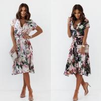 Polyester Waist-controlled & Slim & High Waist One-piece Dress printed floral multi-colored PC