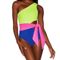 Polyester Monokini slimming & backless patchwork Solid mixed colors PC