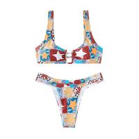 Polyester Bikini backless & two piece printed Set