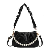 PU Leather Pleat & Easy Matching Handbag attached with hanging strap Solid PC
