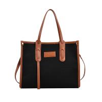 PU Leather & Canvas Easy Matching Handbag large capacity & attached with hanging strap PC