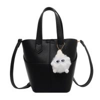 PU Leather Easy Matching & Bucket Bag Handbag with hanging ornament & attached with hanging strap Lichee Grain PC
