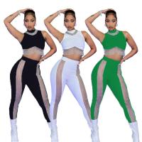 Spandex Crop Top Women Casual Set slimming & two piece & skinny patchwork Set