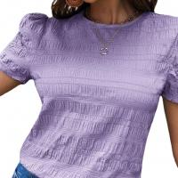 Polyester Frauen Kurzarm T-Shirts, Jacquard, mehr Farben zur Auswahl,  Stück