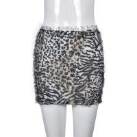 Polyester Slim Skirt leopard white and black PC