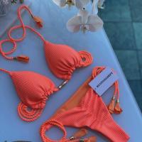 Polyamide Bikini backless & two piece patchwork Solid Set