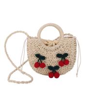 Straw Easy Matching Woven Tote attached with hanging strap fruit pattern PC
