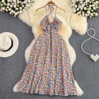 Cashmere Waist-controlled One-piece Dress backless & breathable printed shivering multi-colored PC