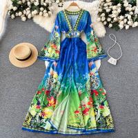 Kaschmir Einteiliges Kleid, Gedruckt, Zittern, Blau,  Stück