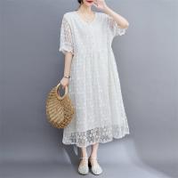Polyester One-piece Dress slimming & loose crochet Solid PC