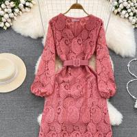 Polyester lace One-piece Dress & hollow wave pattern : PC