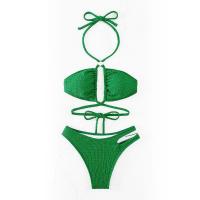 Poliéster Bikini, labor de retazos, Sólido, verde,  Conjunto