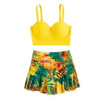 Polyester High Waist Tankinis Set backless & two piece & off shoulder printed multi-colored Set
