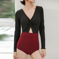 Polyester High Waist One-piece Swimsuit & hollow patchwork patchwork PC