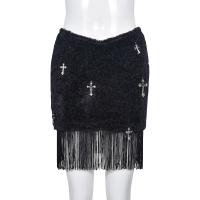 Polyester Slim & Tassels Skirt Cross black PC