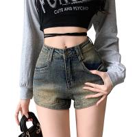 Denim High Waist Women Hot Pant & with pocket Solid blue PC