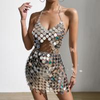 Resin Nightclub Set hollow Skirt & top patchwork silver : PC