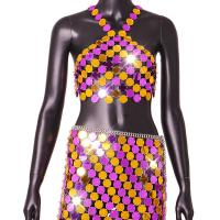 Acrylic Nightclub Set backless & hollow Skirt & top patchwork multi-colored : PC