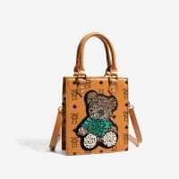PU Leather & Sequin Easy Matching Shoulder Bag durable & hardwearing & attached with hanging strap Cartoon brown PC