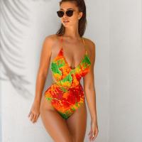 Polyester One-piece Swimsuit & hollow Tie-dye PC