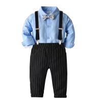 Cotton Slim Boy Clothing Set & two piece suspender pant & top patchwork Solid Set