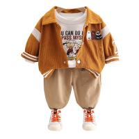 Cotton Slim Boy Clothing Set & three piece Pants & top & coat patchwork Set