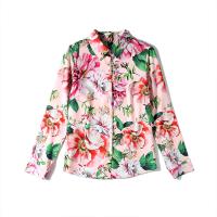 Polyester Chemise à manches longues femmes Imprimé Floral couleurs mixtes pièce