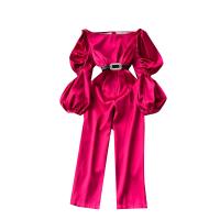 Mixed Fabric Waist-controlled Women Jumpsuit slimming & breathable Solid PC