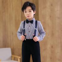 Polyester Bow Tie and Suspender Sets & four piece Necktie & strap & Pants & top striped blue Set
