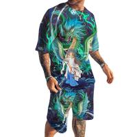 Polyester Plus Size Men Casual Set & two piece short & top printed Set